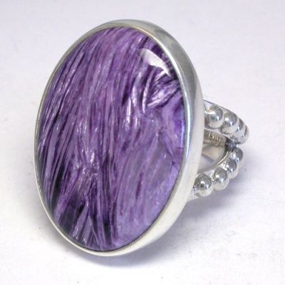 Large Sterling Silver Charoite Oval Ring