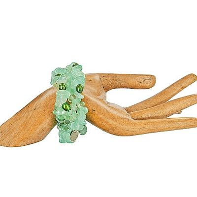 Fluorite & Green Pearl Elastic Bracelet