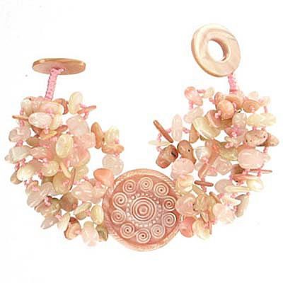 Pink Shell, Pink Opal, Rose Quartz Beaded Bracelet