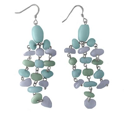Blue Chalcedony, Amazonite, and Chrysoprase Bead Earrings