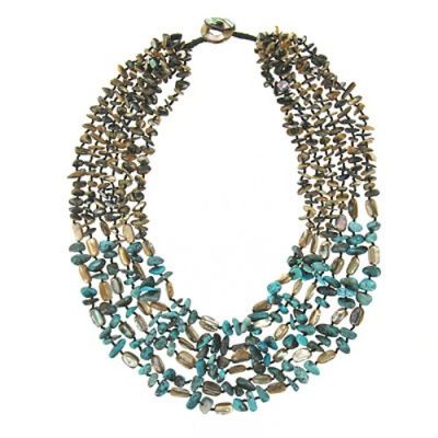 Abalone Shell and Turquoise Beaded Necklace
