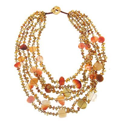 Carnelian Chips and Coins Beaded Necklace