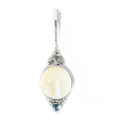 Goddess Pendant with Sky Blue and Swiss Blue Topaz