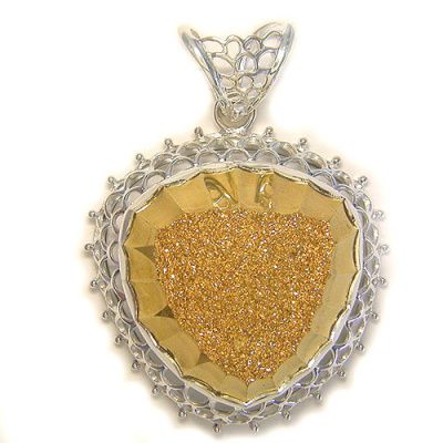 Faceted Gold Window Druzy Pendant