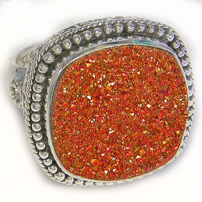 Sunset Druzy Ring with Cut Out Bezel