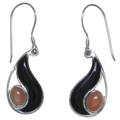 Black Shell and Peach Pearl Earring