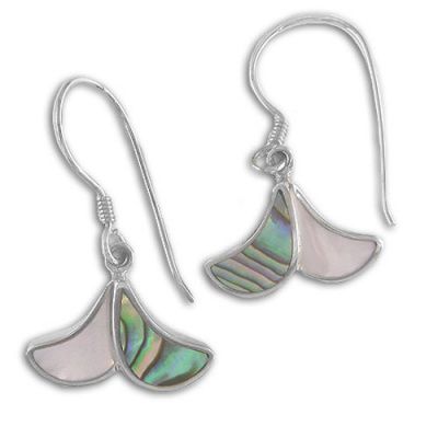 Paua Shell and Mother of Pearl Dangle Earrings