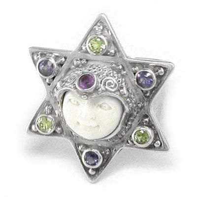 Goddess Star Ring with Iolite, Peridot and Amethyst