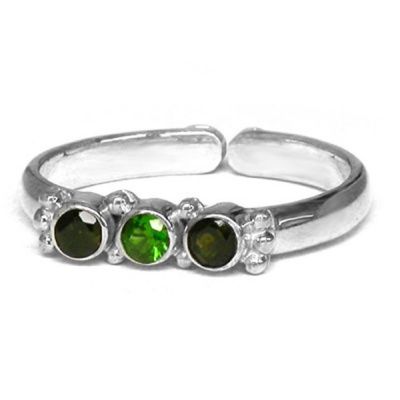 Chrome Diopside and Green Tourmaline Ring