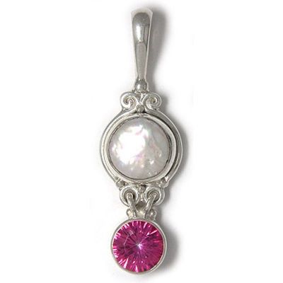 Freshwater Pearl and Pink Topaz Pendant