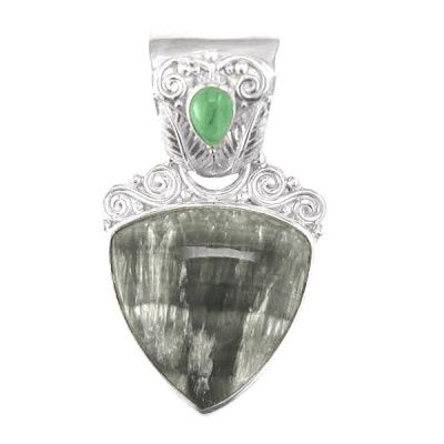 Seraphinite Pendant  With Emerald