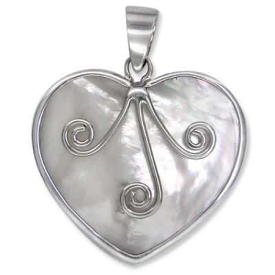 Sterling Silver Mother of Pearl Heart Pendant