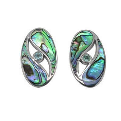 Paua Shell and Apatite Post Earrings