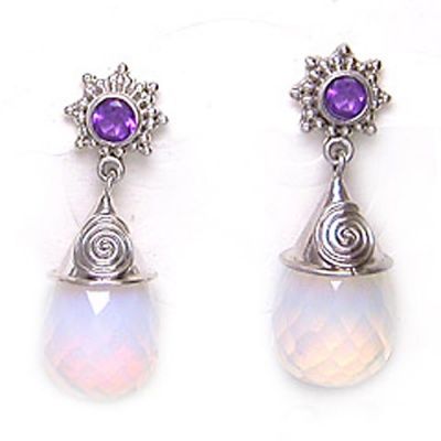 Amethyst Earrings with Opalite