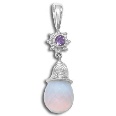 Sterling Silver Amethyst Pendant with Opalite 