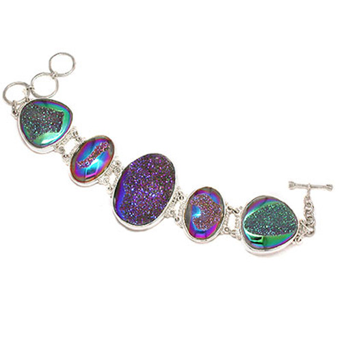 Rainbow Window Druzy Link Bracelet - Offerings Jewelry by Sajen